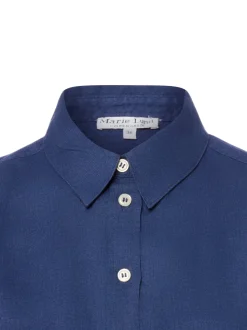 Marie Lund Damen Leinenbluse in indigo - Ärmel: langarm