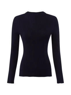 Marie Lund Damen Lochstrick-Pullover in marine