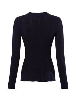 Marie Lund Damen Lochstrick-Pullover in marine
