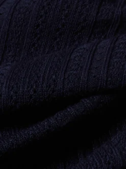Marie Lund Damen Lochstrick-Pullover in marine