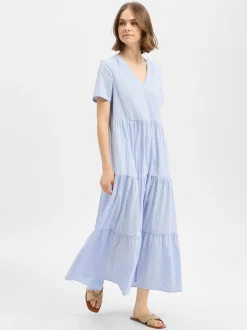 Marie Lund Damen Maxikleid in hellblau weiß
