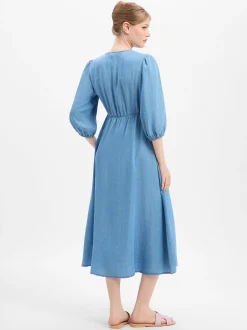 Marie Lund Damen Maxikleid in hellblau - Ärmel: 3/4 Arm