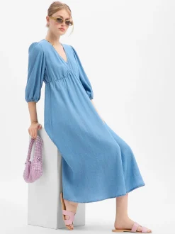 Marie Lund Damen Maxikleid in hellblau - Ärmel: 3/4 Arm