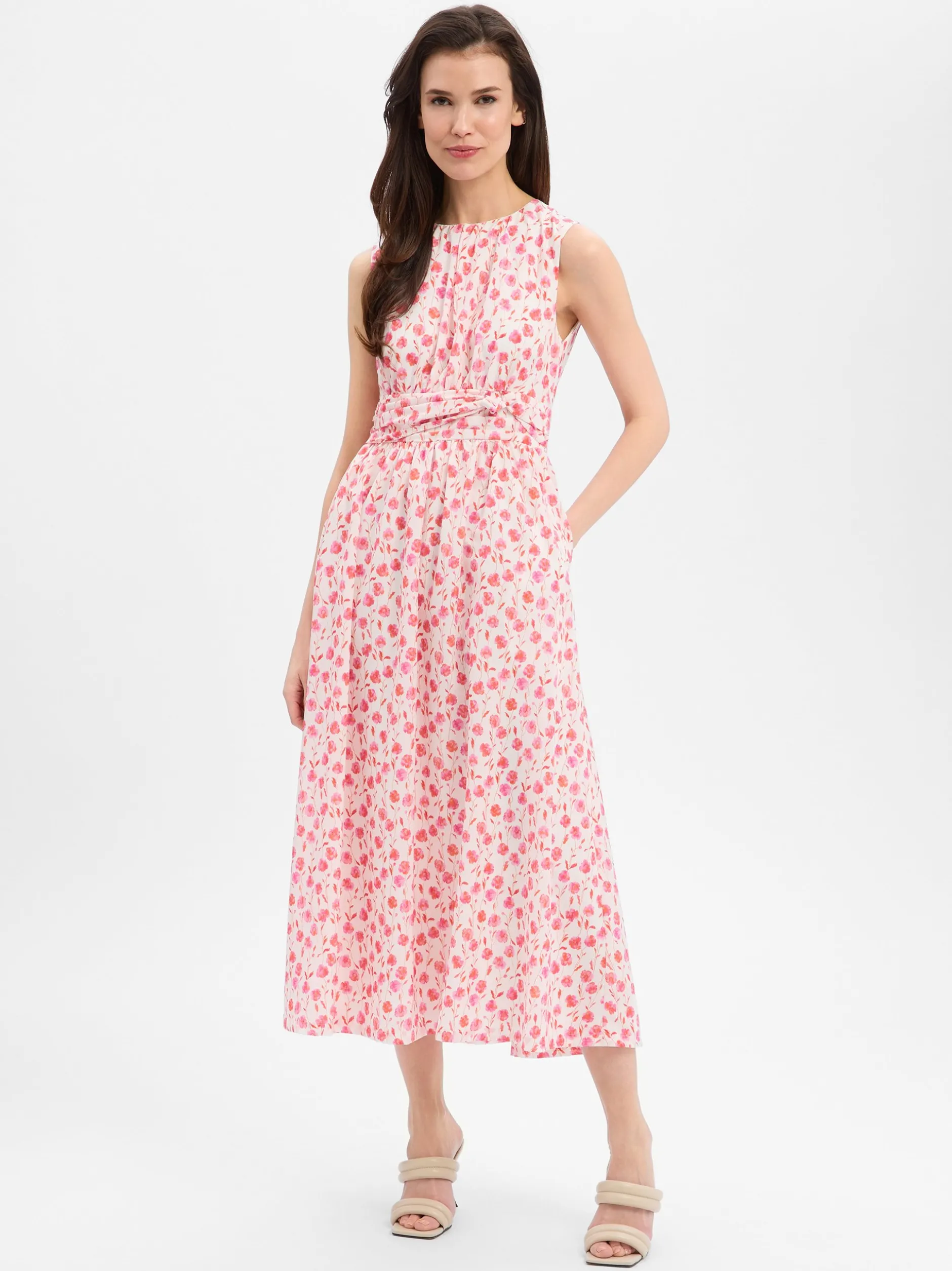 Marie Lund Damen Maxikleid in ecru pink - Länge: lang