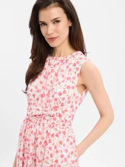 Marie Lund Damen Maxikleid in ecru pink - Länge: lang