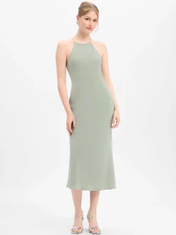 Marie Lund Damen Midikleid in lind - Ärmel: ohne Arm