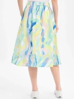 Marie Lund Damen Midirock in limone mehrfarbig
