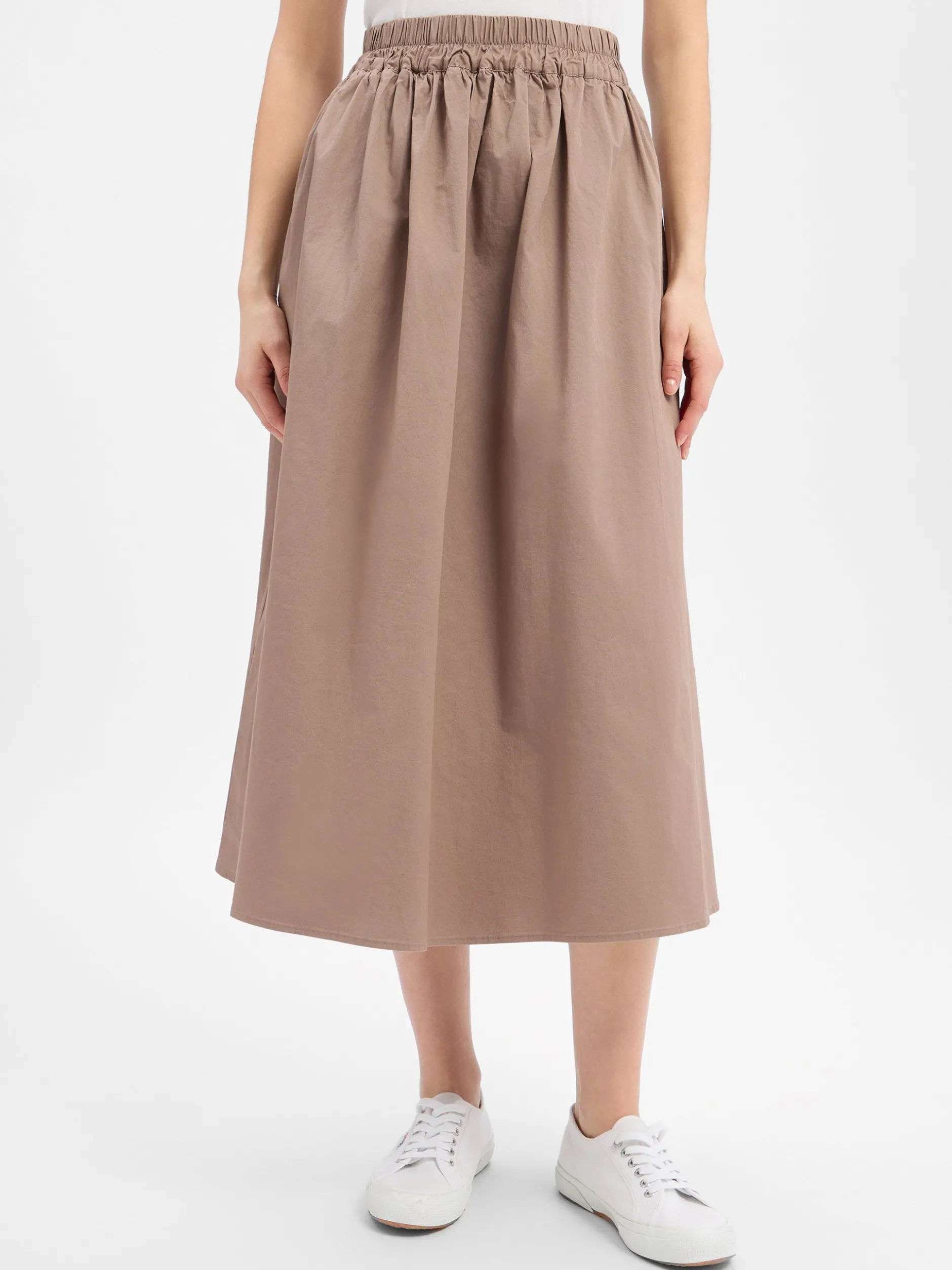 Marie Lund Damen Midirock in taupe - Länge: midi