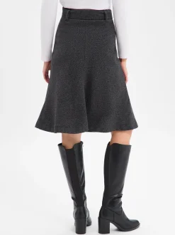 Marie Lund Damen Midirock mit Wolle in anthrazit