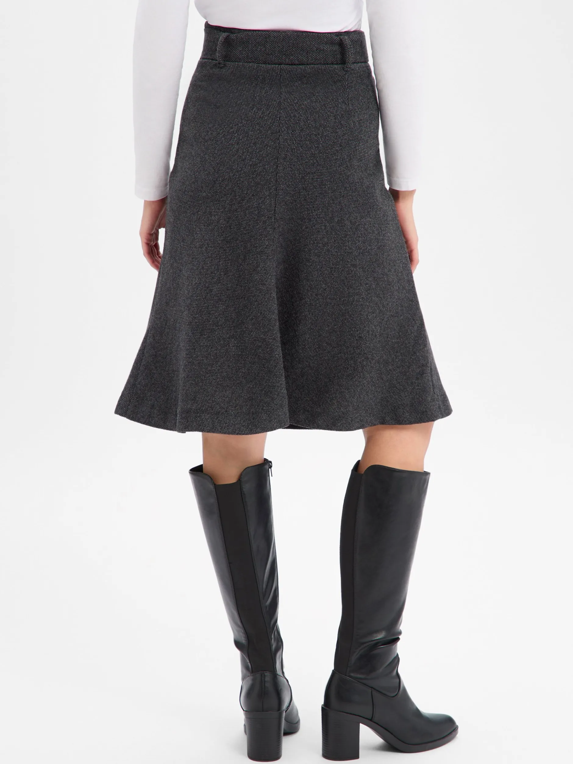 Marie Lund Damen Midirock mit Wolle in anthrazit