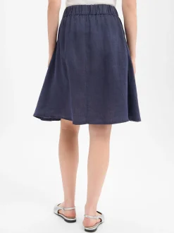 Marie Lund Damen Minirock aus Leinen in marine