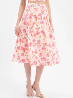 Marie Lund Damen Rock in mehrfarbig pink - Länge: midi