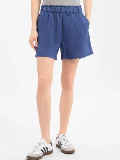 Marie Lund Damen Shorts aus Leinen in blau - Länge: kurz