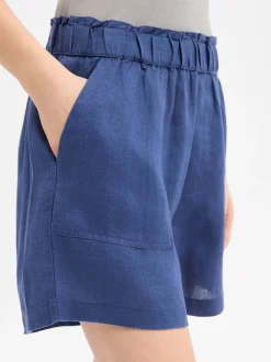 Marie Lund Damen Shorts aus Leinen in blau - Länge: kurz