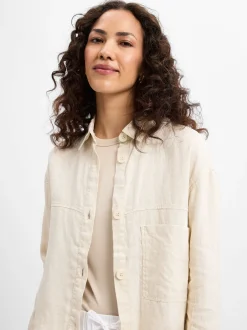Marie Lund Damen Sommerbluse aus Leinen in beige