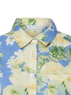 Marie Lund Damen Sommerbluse aus Leinen - Liane in vanille blau