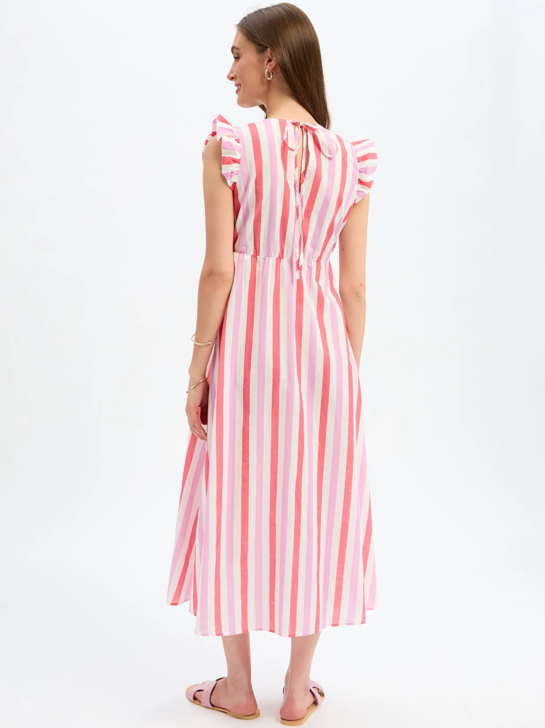 Marie Lund Damen Sommerkleid in weiß pink - Länge: lang