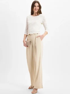 Marie Lund Damen Spitzenshirt in weiß - Ärmel: 3/4 Arm
