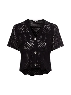Marie Lund Damen Strickjacke in marine - Ärmel: kurzarm