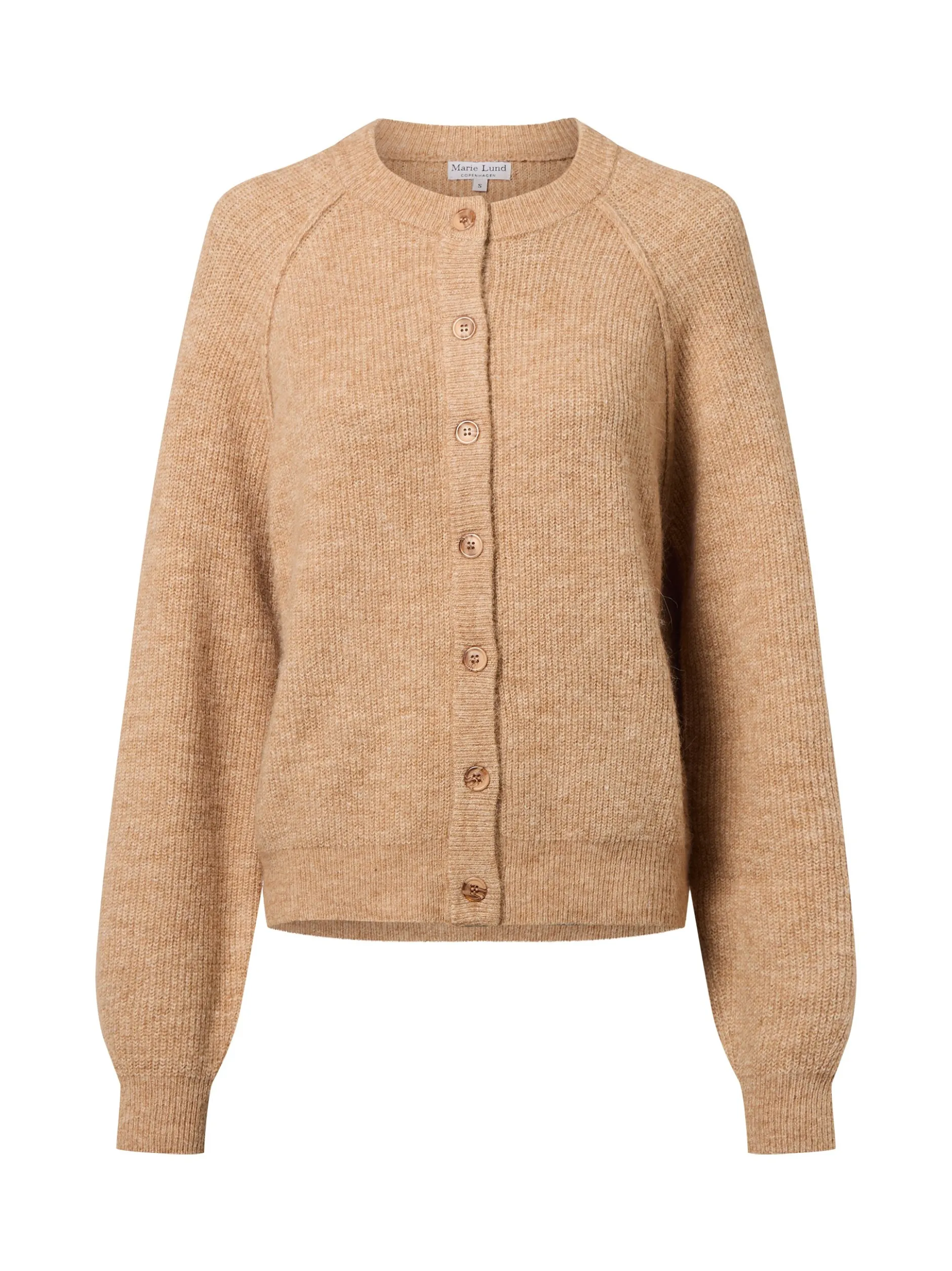 Marie Lund Damen Strickjacke mit Wolle und Alpaka in camel
