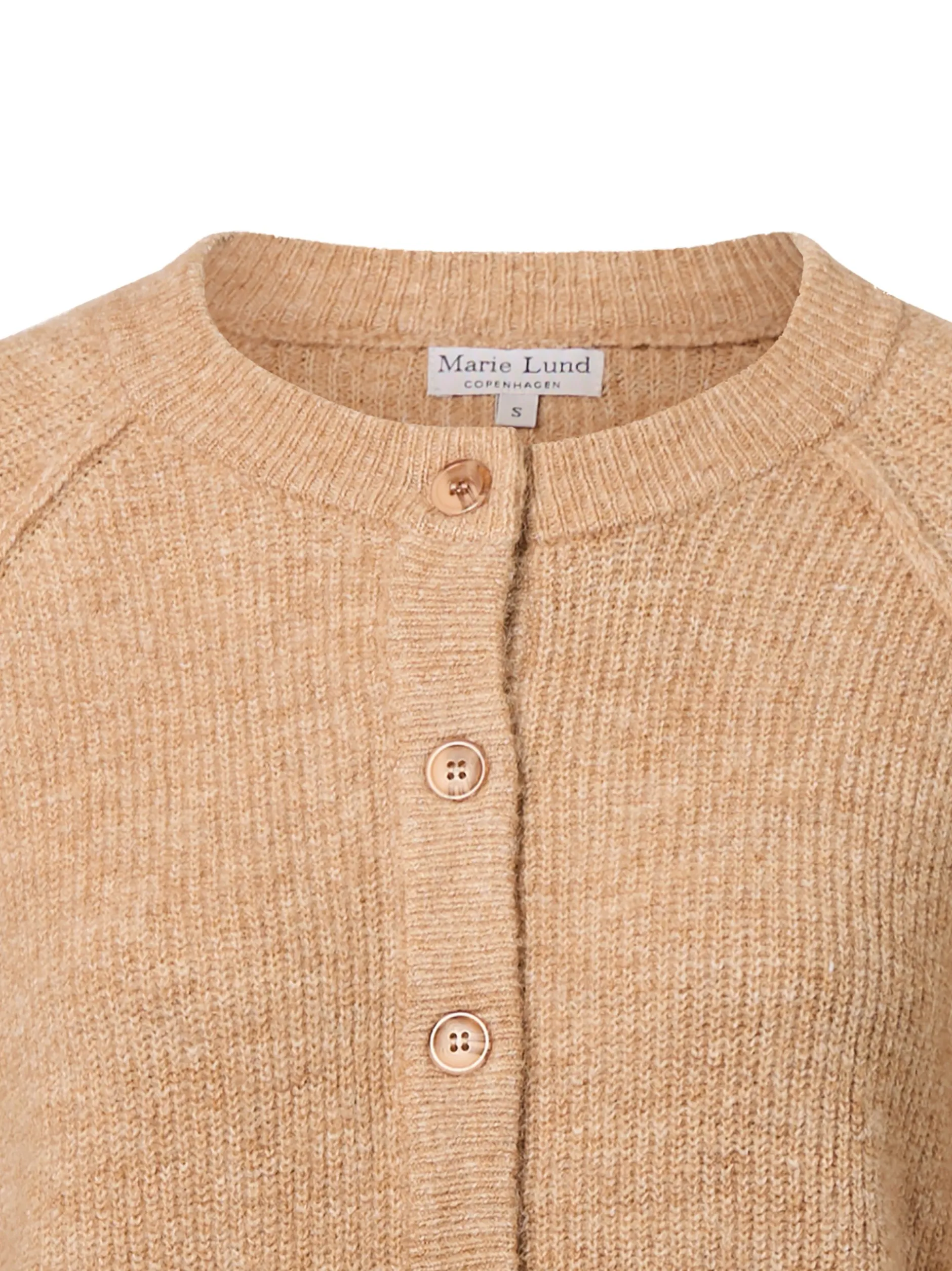 Marie Lund Damen Strickjacke mit Wolle und Alpaka in camel