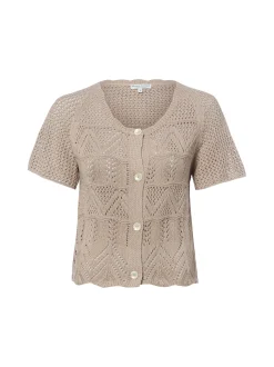 Marie Lund Damen Strickshirt in taupe - Ärmel: kurzarm