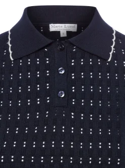 Marie Lund Damen Strickshirt in marine - Ärmel: kurzarm