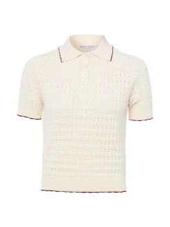 Marie Lund Damen Strickshirt in ecru - Ärmel: kurzarm