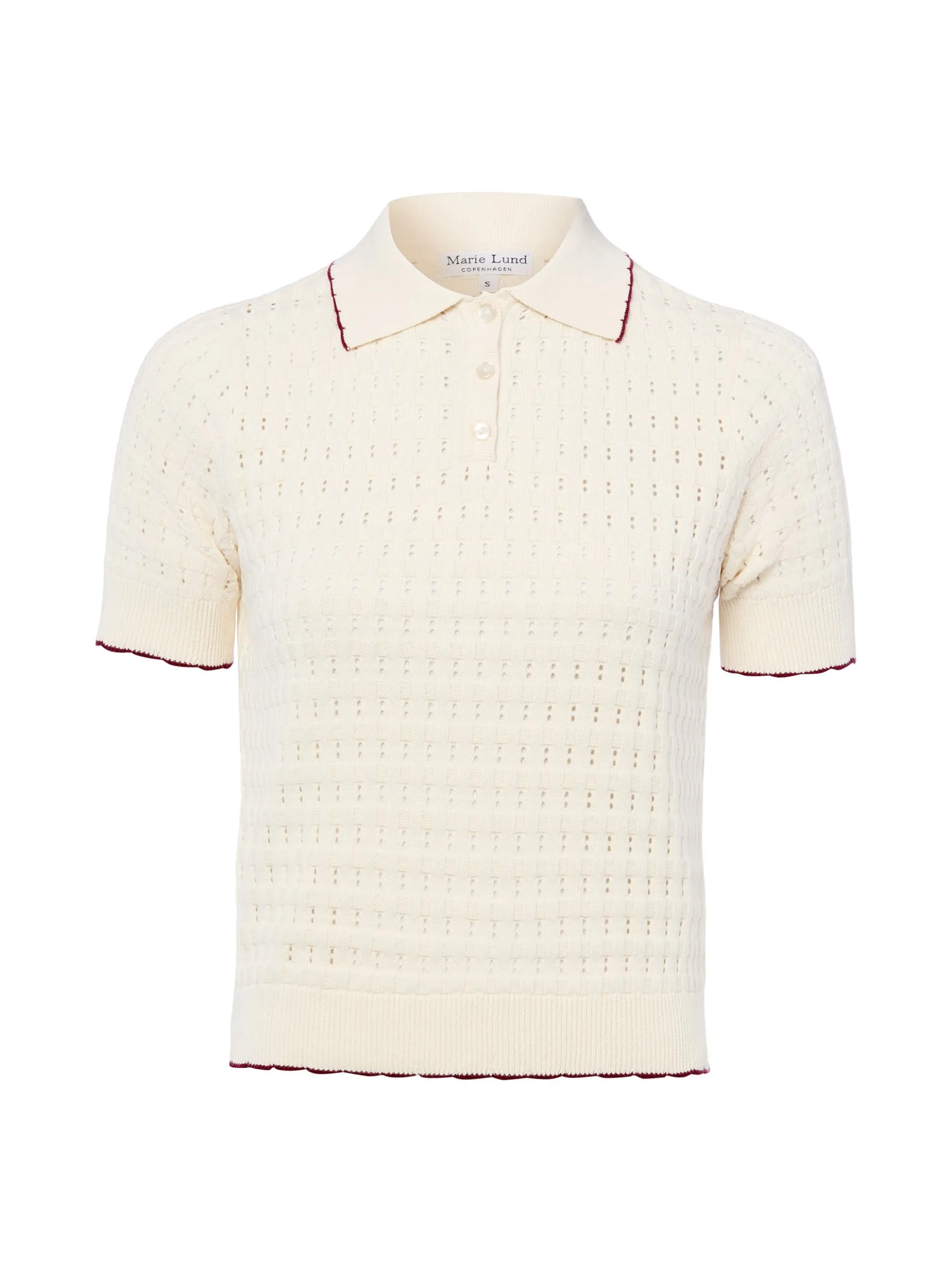 Marie Lund Damen Strickshirt in ecru - Ärmel: kurzarm