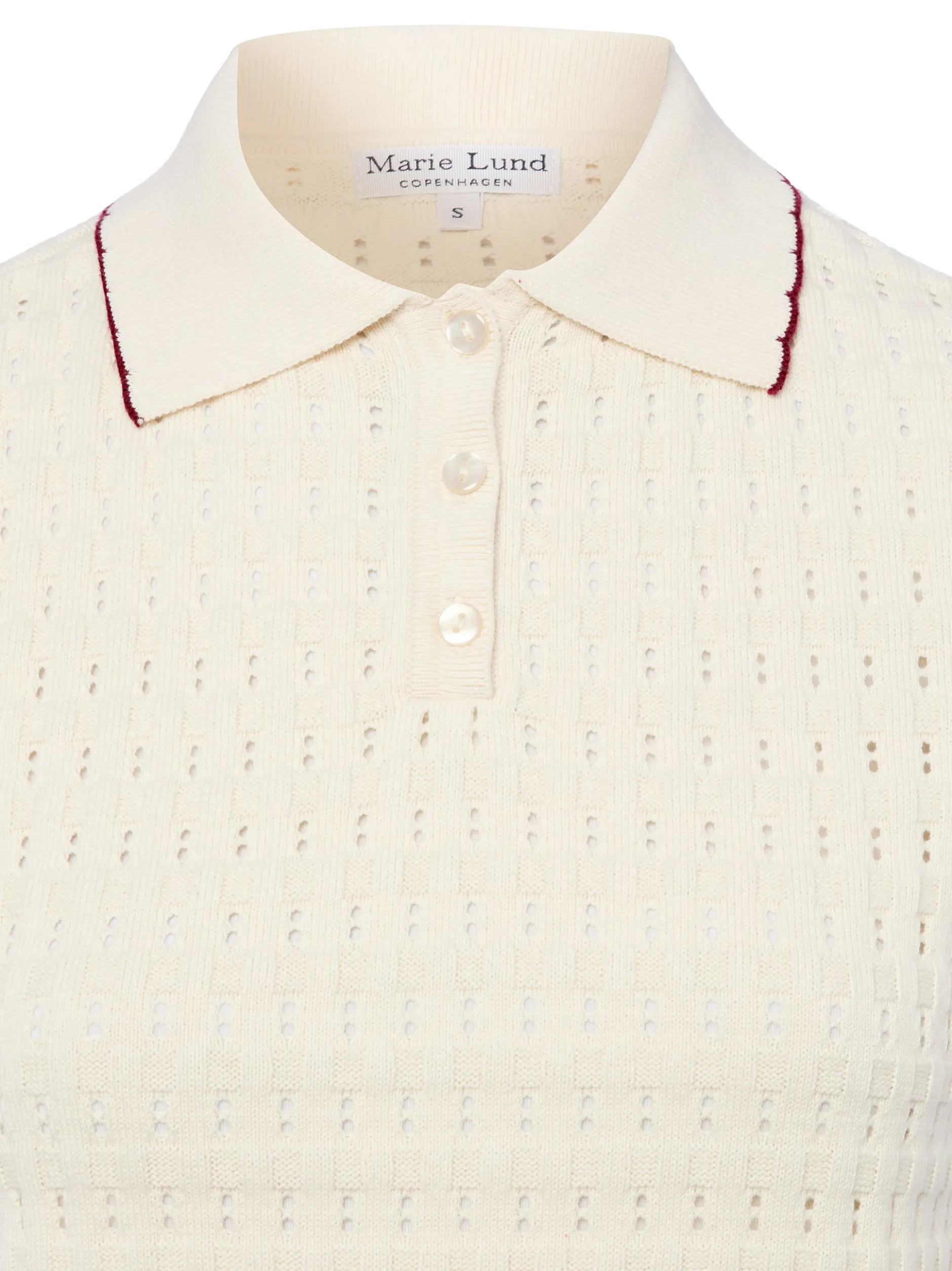 Marie Lund Damen Strickshirt in ecru - Ärmel: kurzarm