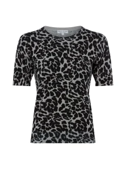 Marie Lund Damen Strickshirt in hellblau schwarz