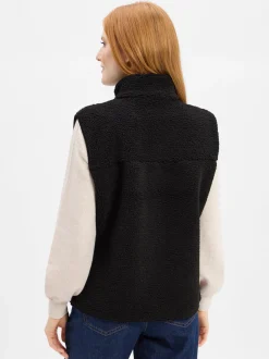 Marie Lund Damen Teddyfell-Weste in schwarz
