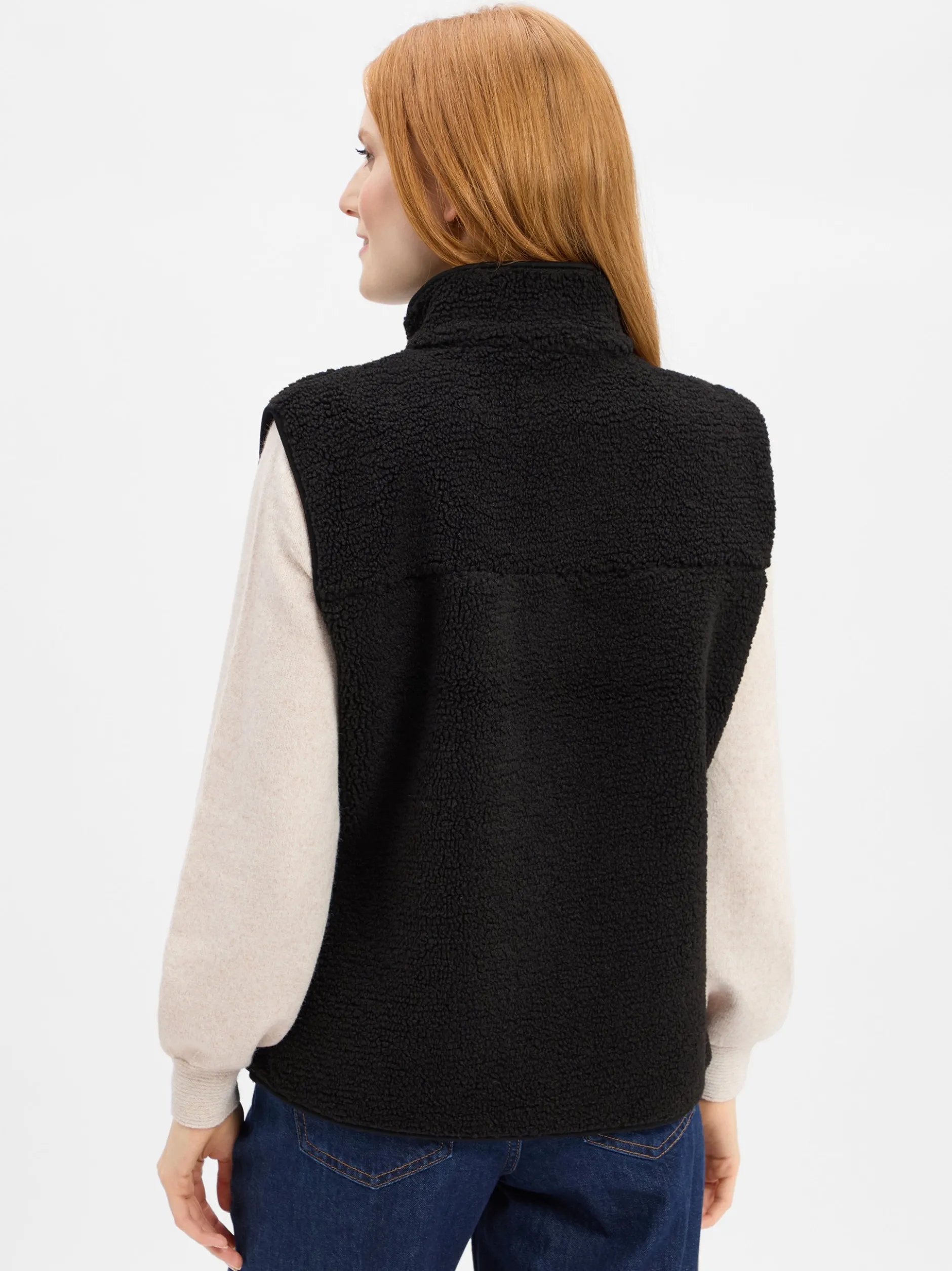 Marie Lund Damen Teddyfell-Weste in schwarz