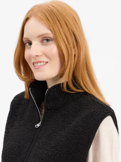 Marie Lund Damen Teddyfell-Weste in schwarz