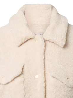Marie Lund Damen Teddyjacke in ecru