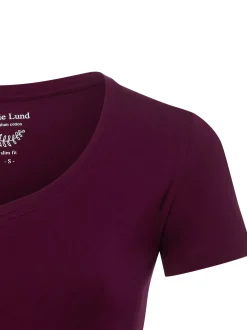 Marie Lund Damen T-Shirt in aubergine - Ärmel: kurzarm