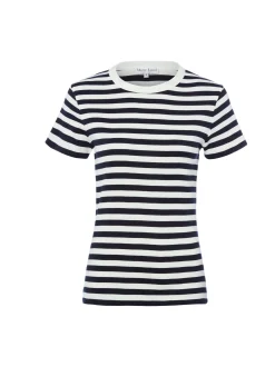 Marie Lund Damen T-Shirt in ecru marine - Ärmel: kurzarm