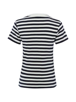 Marie Lund Damen T-Shirt in ecru marine - Ärmel: kurzarm