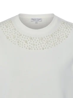 Marie Lund Damen T-Shirt in ecru - Ausschnitt: Rundhals