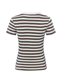 Marie Lund Damen T-Shirt in ecru schoko - Ärmel: kurzarm