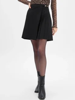 Marie Lund Damen Wickelrock in schwarz - Länge: kurz