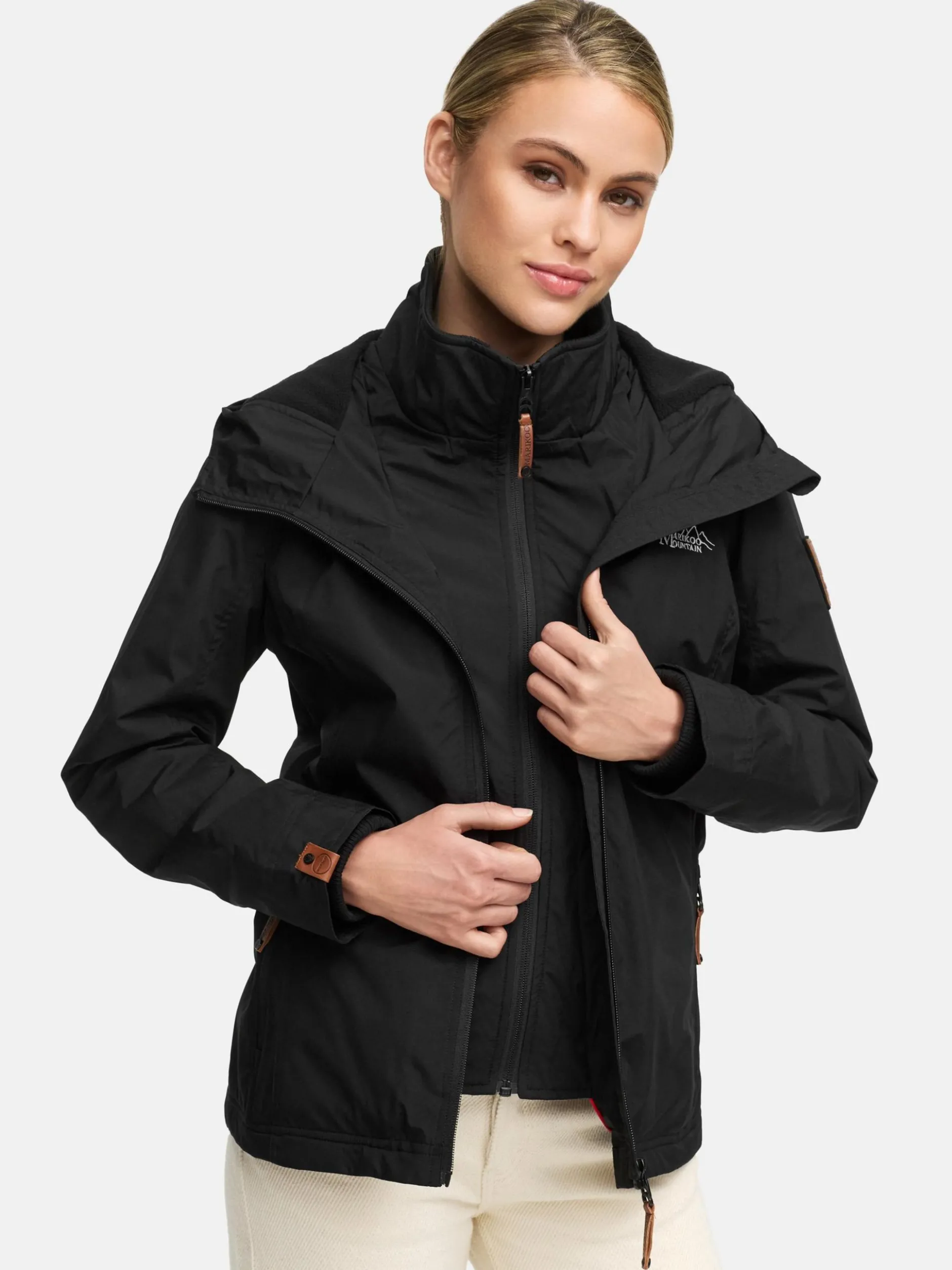 Marikoo Damen Übergangsjacke - Erdbeere in schwarz
