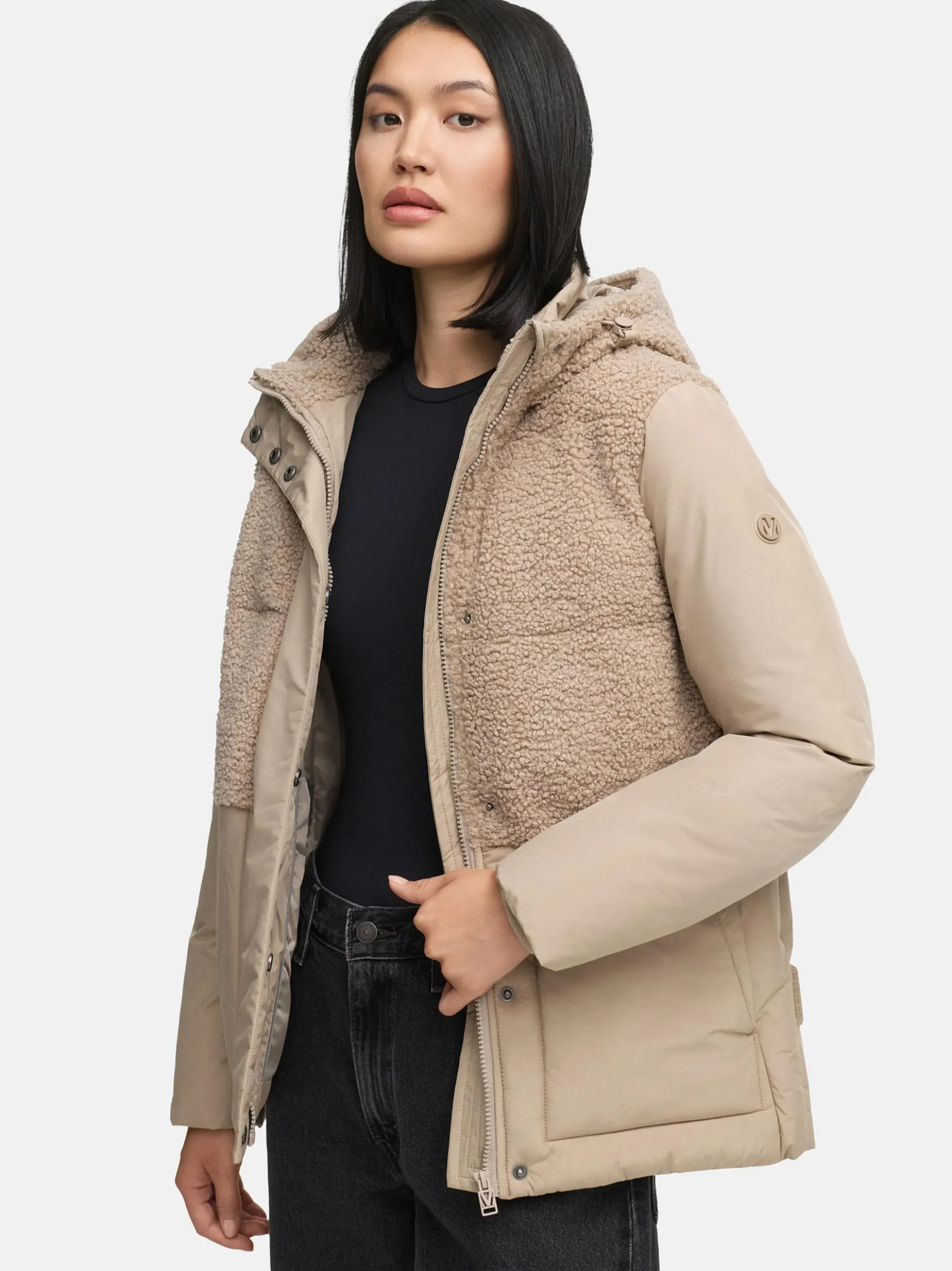 Marikoo Damen Plüschjacke - Sheeta 16 in taupe