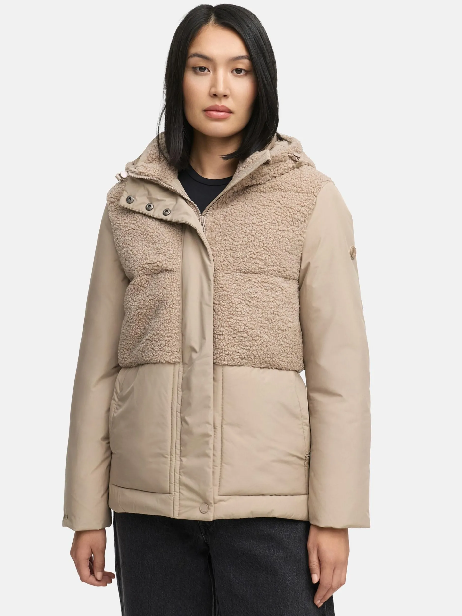 Marikoo Damen Plüschjacke - Sheeta 16 in taupe