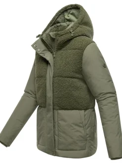 Marikoo Damen Plüschjacke - Sheeta 16 in oliv