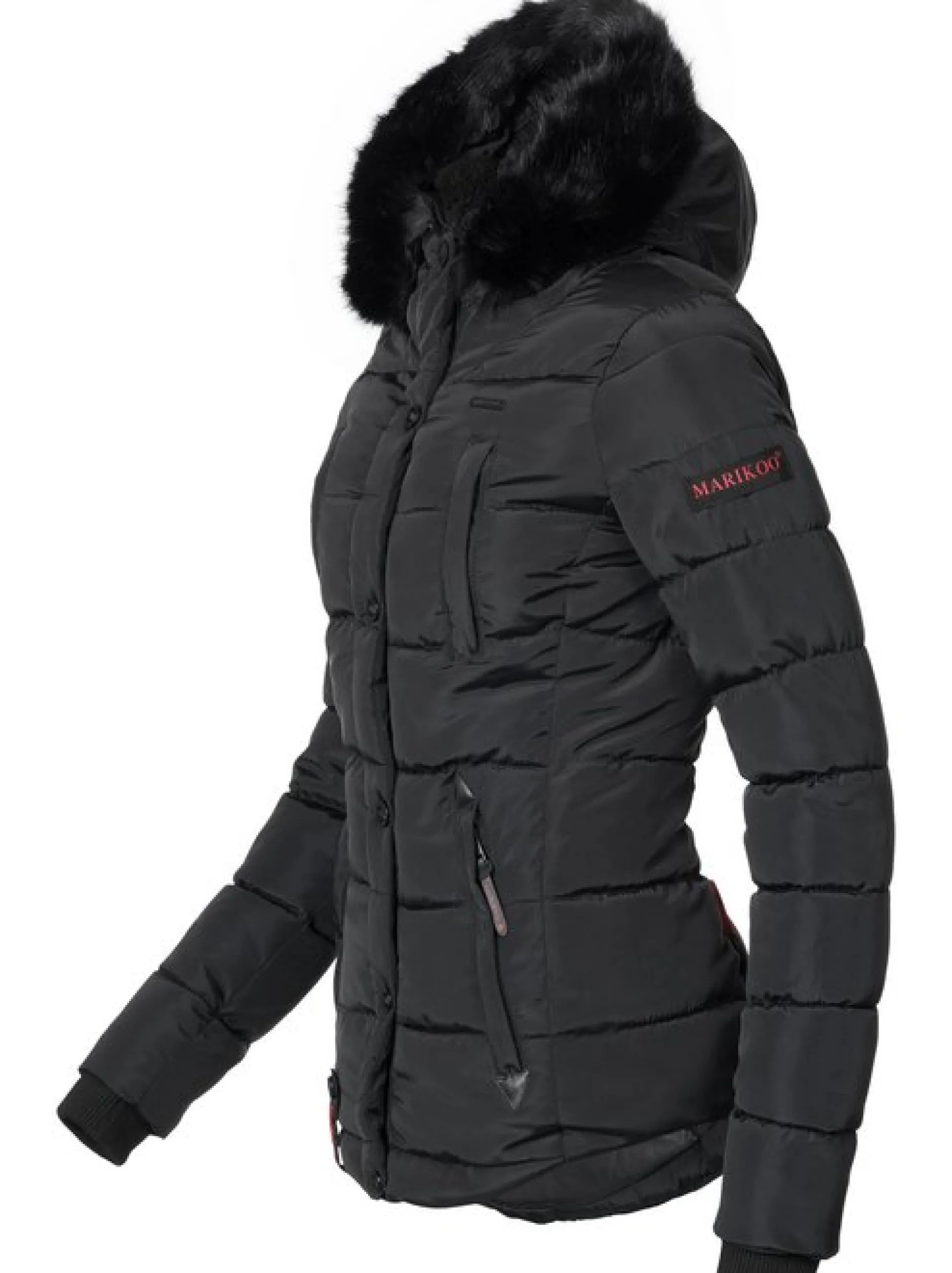 Marikoo Damen Steppjacke - Lotusblüte in schwarz