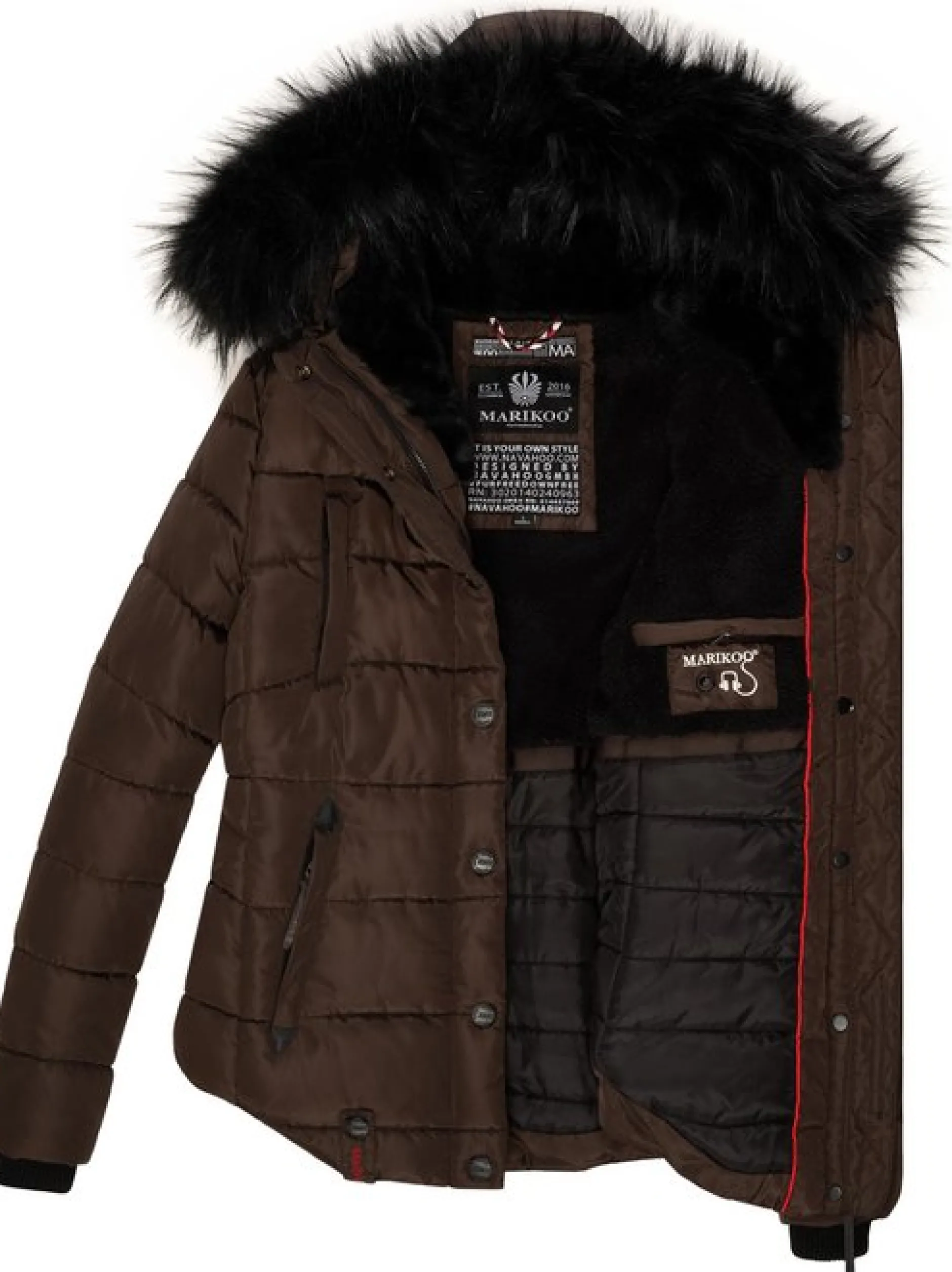 Marikoo Damen Steppjacke - Lotusblüte in schoko
