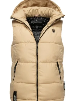Marikoo Damen Steppweste - Eisflöckchen in beige