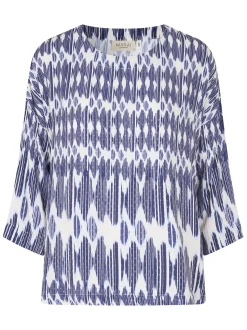 Masai Damen Bluse in blau weiß - Ausschnitt: Rundhals