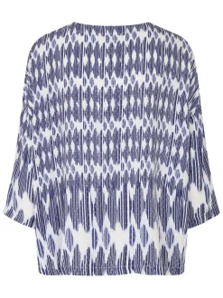 Masai Damen Bluse in blau weiß - Ausschnitt: Rundhals